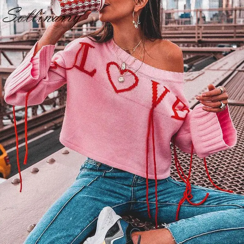 

Sollinarry High Fashion Pink Women Sweater Jumpers Flare Sleeve Autumn Winter Tassel Pullover Sweater Girl Female Crochet Jumper