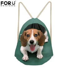 FORUDESIGNS/Милая женская сумка на шнурке животное собака породы Бигль узор девочки маленький рюкзак для путешествий повседневные женские сумки Mochila