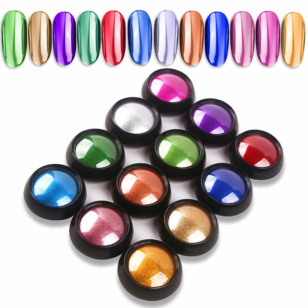 

Fashion 12 Colors Super Thin Mirror Effect Nail Art Chrome Powder Holographic Nail Art Decoration