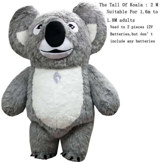 Надувной костюм коала, надувной костюм коалы для рекламы 2 м или 2,5 м, подходит для 1,6 м до 1,8 м взрослых