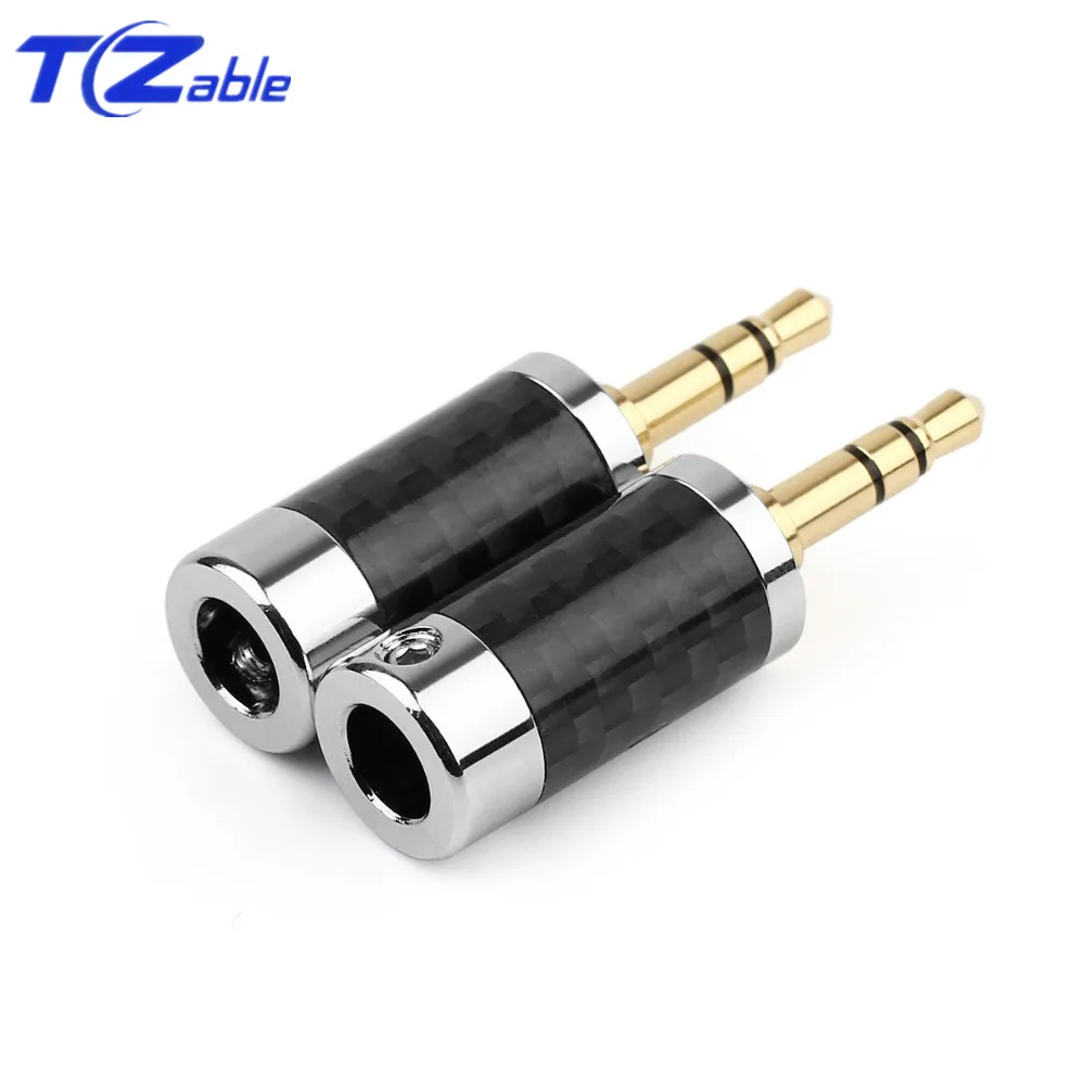 Jack 3 5mm Headphone Adapter 3 Pole Stereo Metal Splice Carbon Fiber Earphone Male Plug HiFi Audio Jacks Soldering Connector DIY