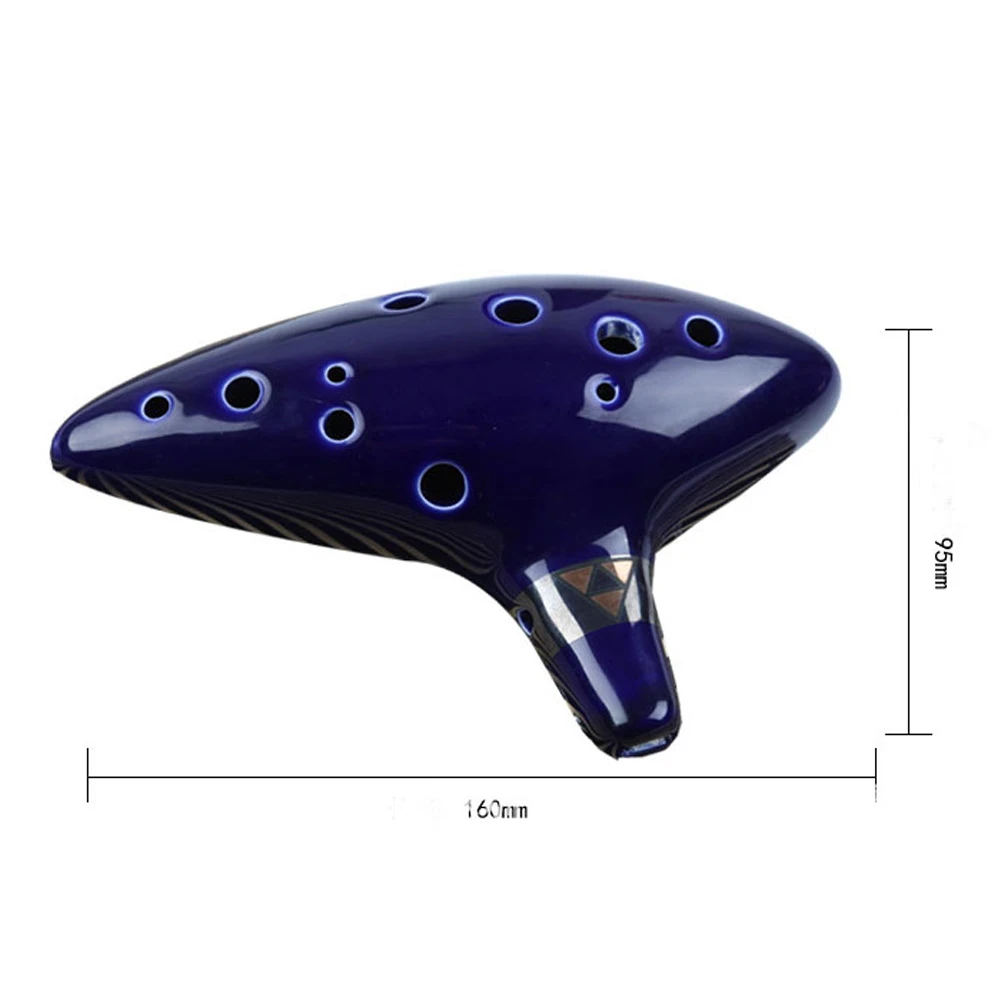 12 отверстий окарина керамика альт тон C флейта окарина синий инструмент Портативный духовой инструмент OF02