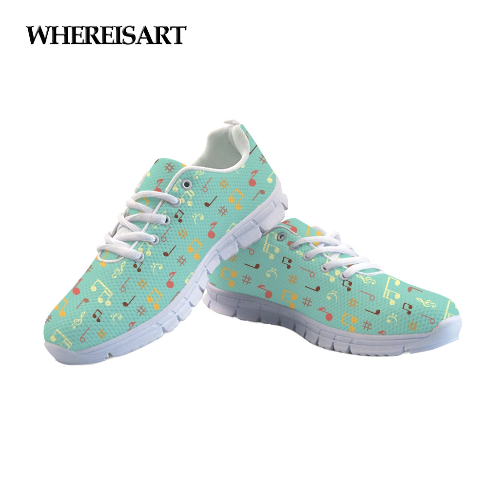 

WHEREISART Music Pattern Women Spring Shoes Breathable Walking Sneakers Female Ladies Sapato Flats Zapatos de Mujer Buty Damskie