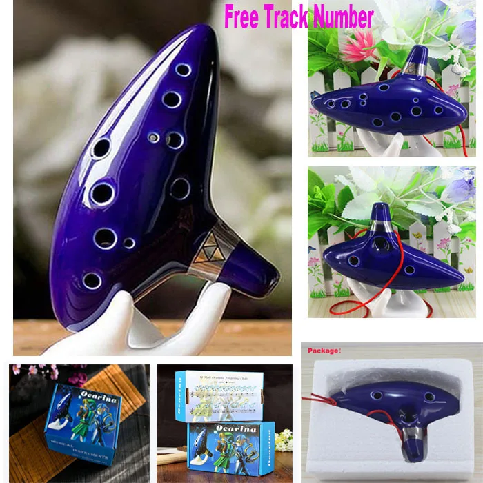 High quality Geniune Blue 12 Holes Zelda Ocarina with dolor box Kiln