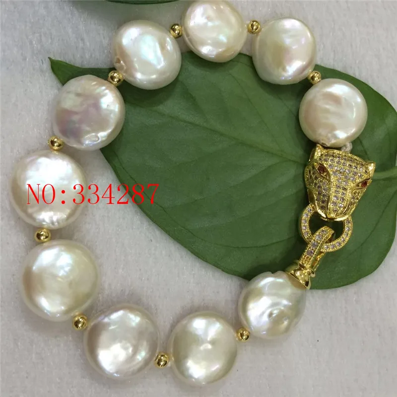 

NEW 12-13MM Nueva natural de agua dulce perla pulsera giro hebilla botones de perlas en forma de leopardo