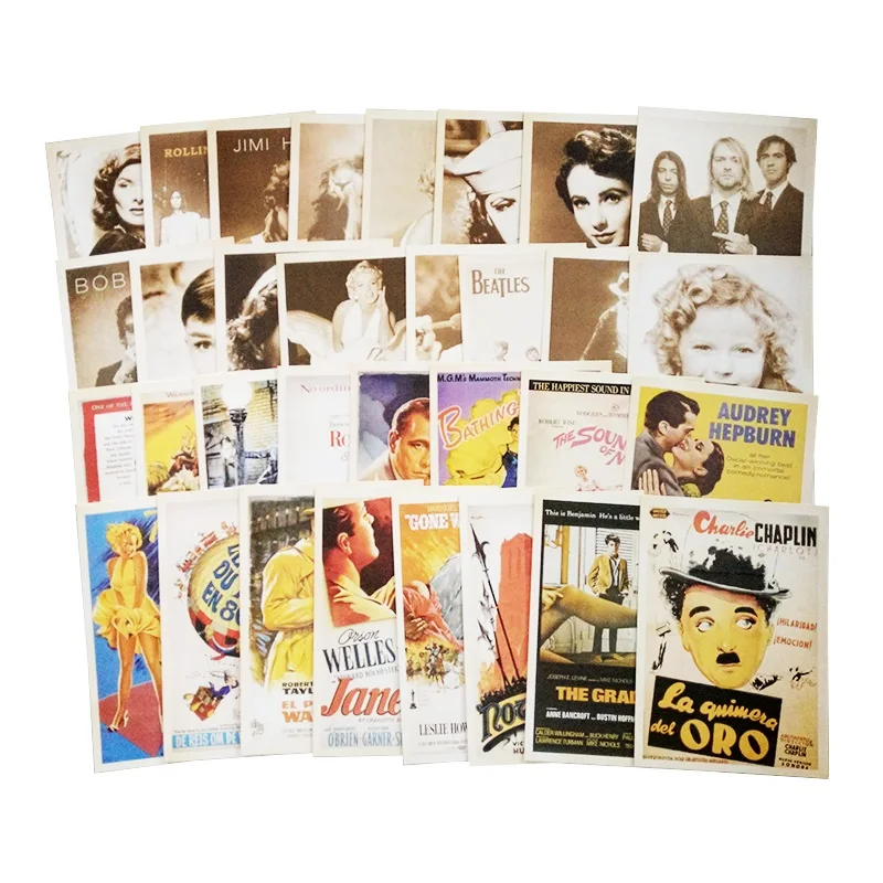 32 Pcs/pack Vintage Style Movie Stars Poster Drawing Post Card Set Christmas Gift Postcards Greeting Cards|greeting cards|christmas cardspost card