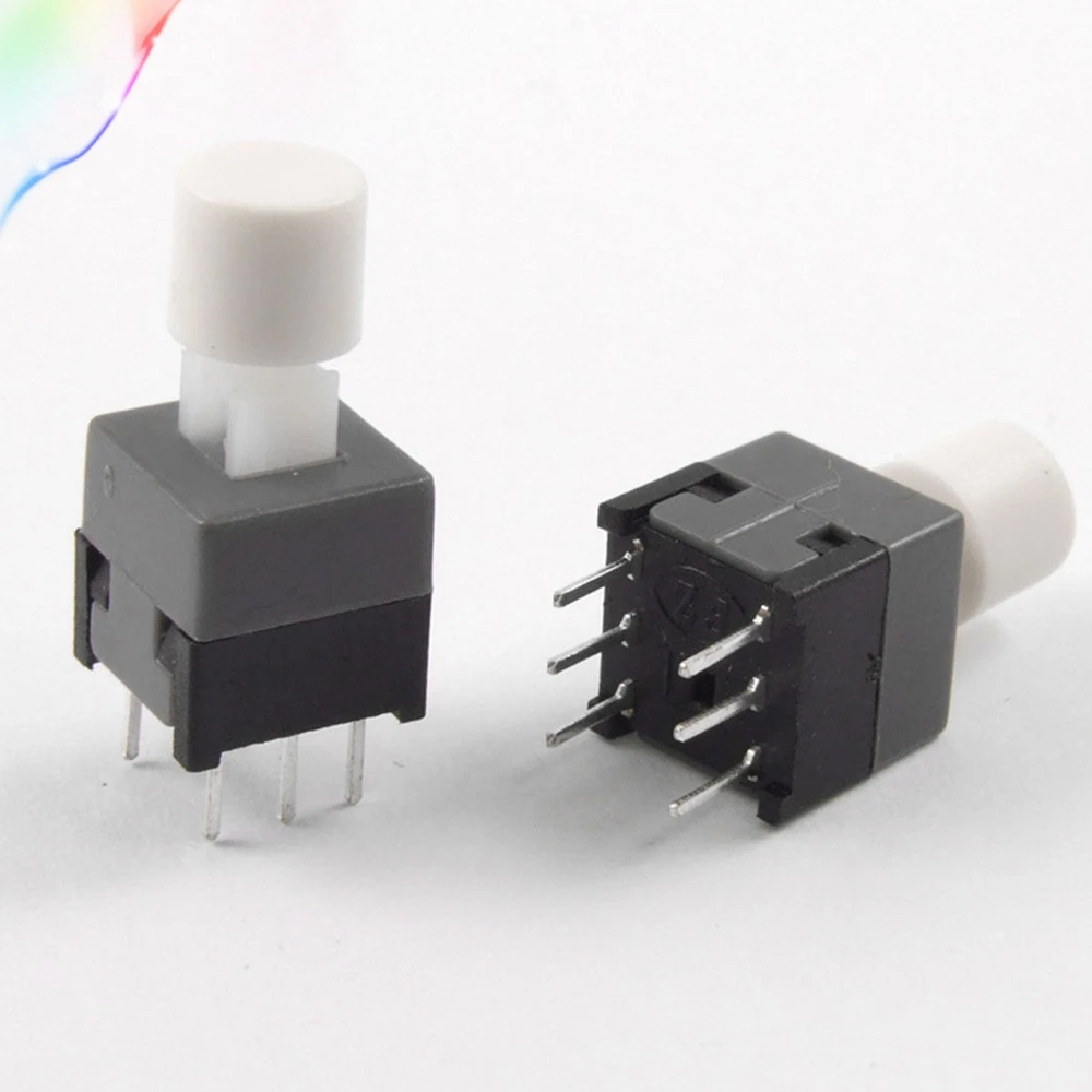 

10 Pcs 8.5 x 8.5mm x 14mm Tactile Tact Push Button Switch Self Lock 6 Pin w Cap
