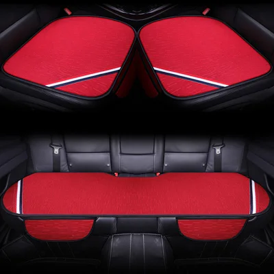 Универсальный чехол для автомобильных сидений Подушка четыре сезона дышащий передний задний льняной протектор коврик авто украшение интерьера - Название цвета: Red 1 set