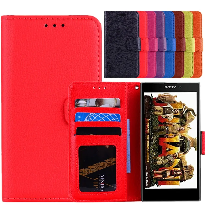 

For Sony Xperia Z5 Compact XA XZ XZ2 XZ1 Ultra L1 E5 M5 Luxury Retro Litchi Leather Flip Wallet Card Slots Stand Phone Case