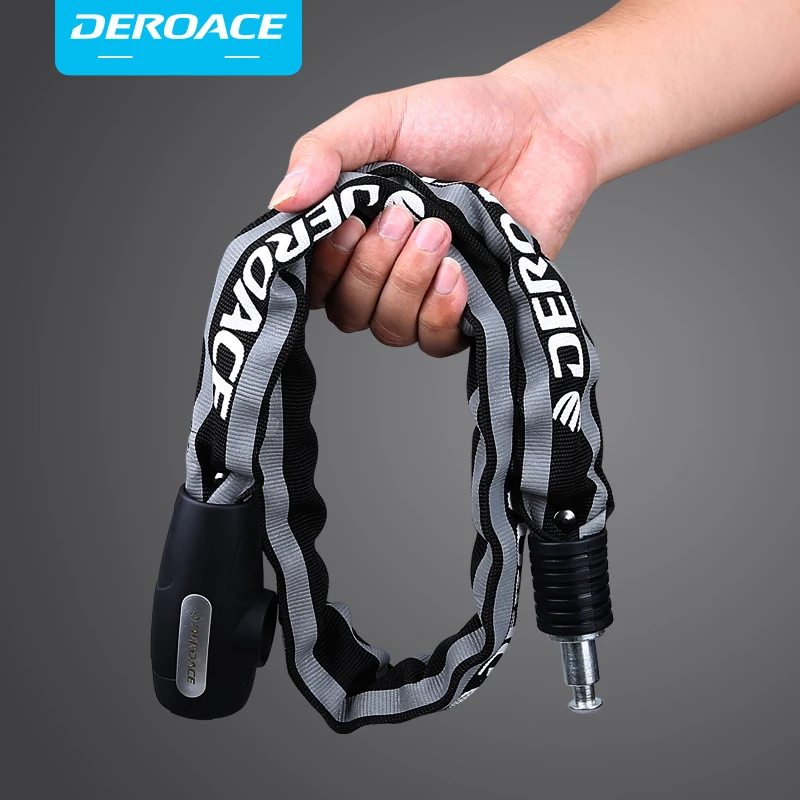 

DEROACE Bicycle Lock Anti-Theft Chain Lock Reflective Cloth Sets Shearing Lights Keys Bicycle Locks Motorcycle Locks For Bicycle
