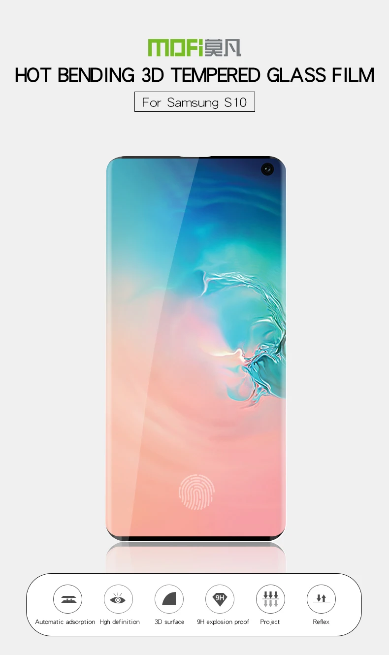 Для samsung Galaxy S10 MOFI 3D изогнутые полное покрытие закаленное Стекло Экран Защитная пленка для samsung Galaxy S10