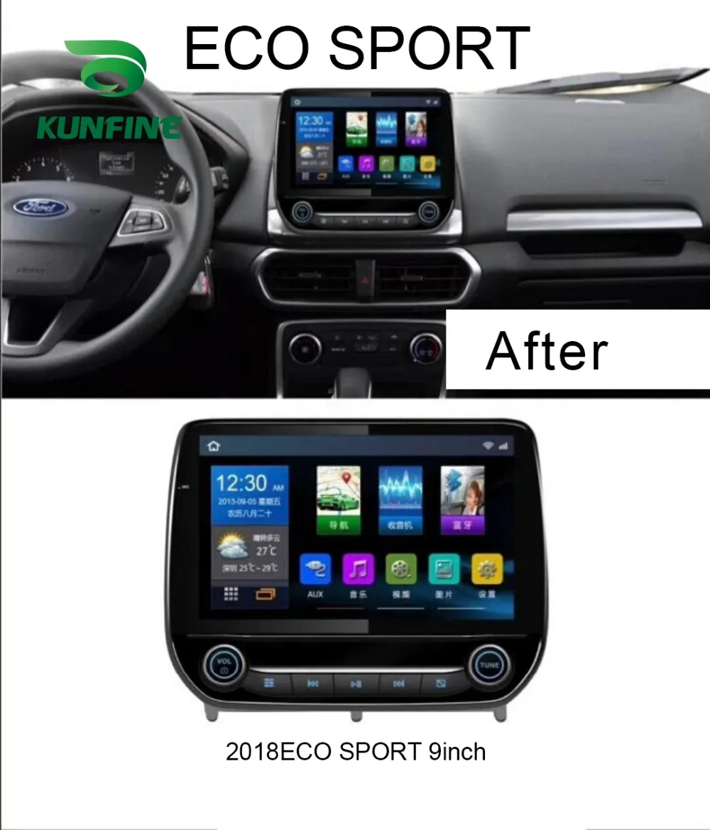 Discount Octa Core Android 8.1 4GB RAM 64G ROM Car DVD GPS Navigation Player Deckless Car Stereo For Ford eco sport 2018 Radio Headunit 1