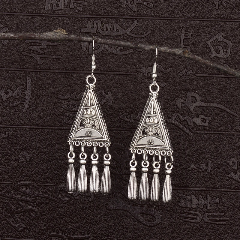 

Amader Ethnic Carved Earrings Vintage Tibetan Silver Statement Irregular Tassel Drop Earrings For Women Indian Jewelry E4005