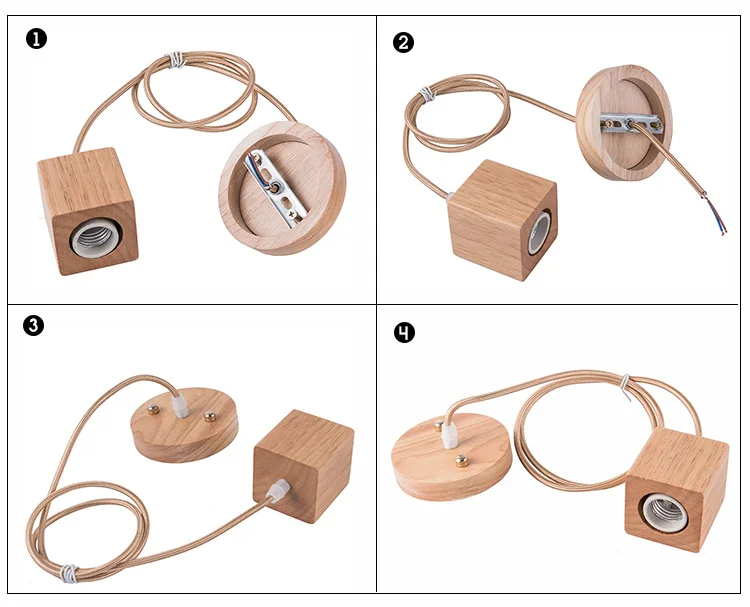 Лидер продаж деревянный цоколь лампы E27 держатель древесины симпатичный кулон лампа светильник винт E27 разъем