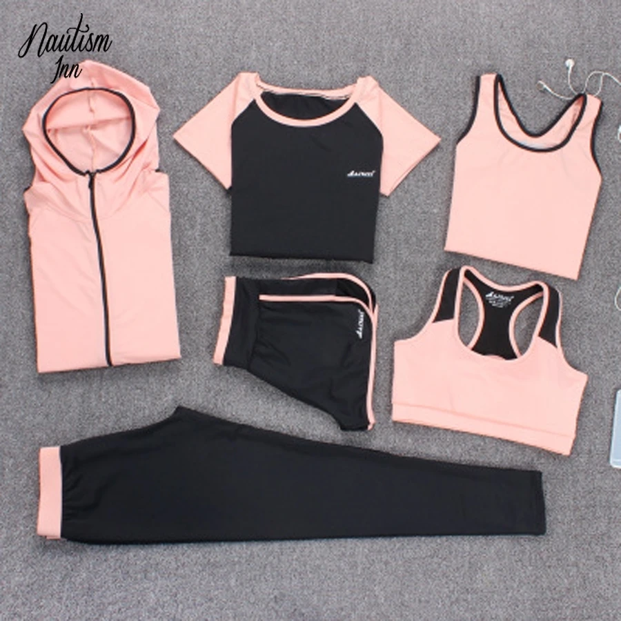 

6 PCS Yoga Set Sport Suit Women Fitness Set Gym Clothing Plus Size Tennis Suit Workout Tracksuit Running Active Sport Wear XXXL