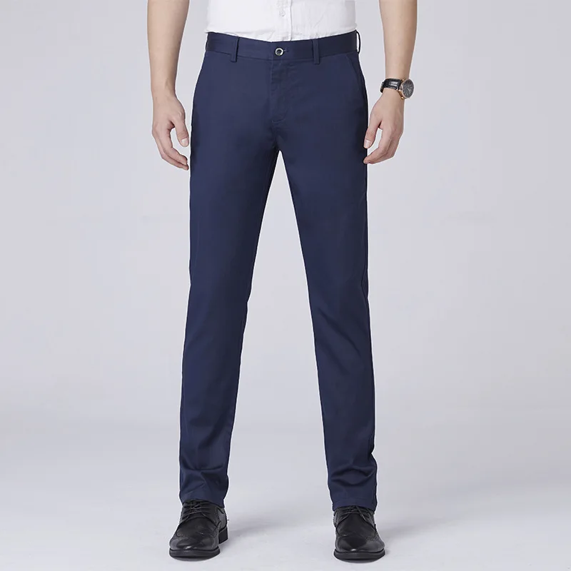 Classic Fashion 2019 Formal Men Pants Summer Big Size 30-42 44 46 Straight Regular 95% Cotton Casual Trousers