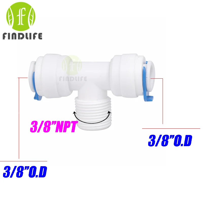 

Water Filter Parts 5 PCS T Typle 3/8" OD Tube 3/8"NPT BSP middle male Quick Connector Aquarium Reverse Osmosis System 6066