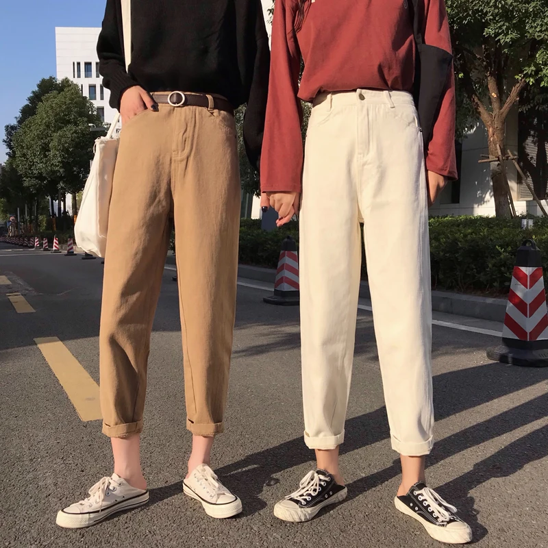 2019 Real Sale Mom Jeans Women's Loose Irregular Seam Jeans In Autumn And Winter High Waist Straight Trousers Wide Legs Student