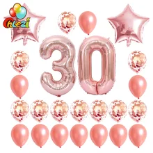 24 teile/satz 16 21 30 40 50 60th Glücklich Geburtstag Rose Gold Star Konfetti 40inch Anzahl Folien Ballon Geburtstag party Decor Liefert