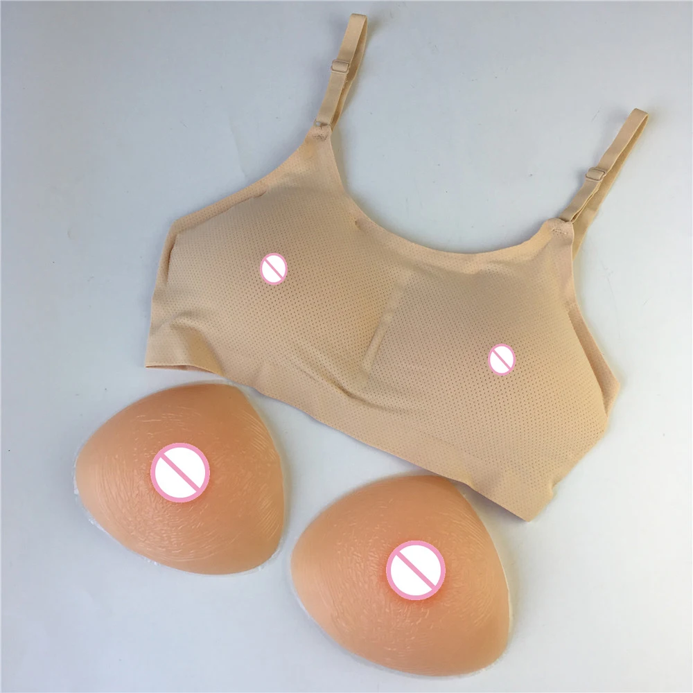 500g A Cup Boobs Crossdresser Fake Breast Form Silicone Prosthesis With High Elasticity Bra Fit