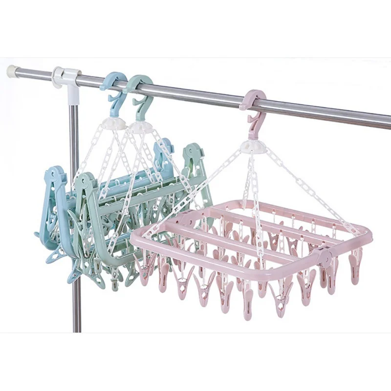 

Multi-Function Clip Hanger Foldable Drying Rack Windproof Bra Underwear Socks Clip Hanger