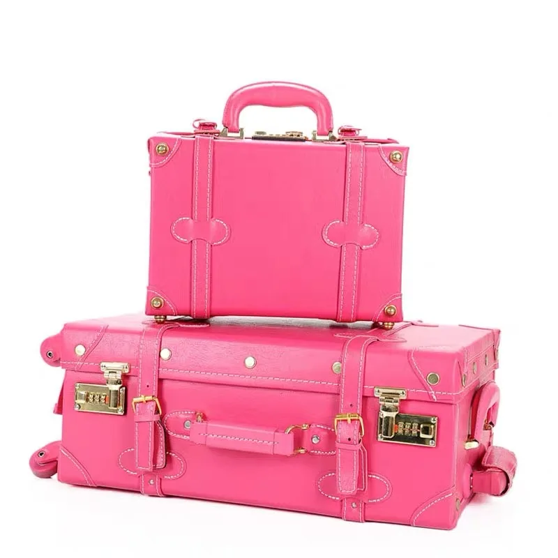 Carrylove Women Spinner Retro Suitcase Set 20"24" Trolly Bag Vintage Luggage With Wheels