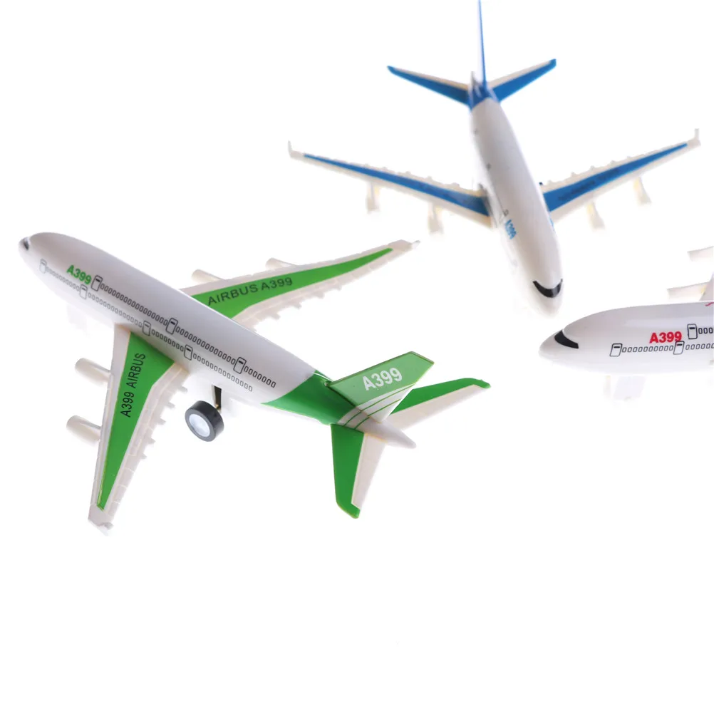 Plastic Air Bus Model Kids Children Pull Back Airliner Passengers Plane Toy TDCA