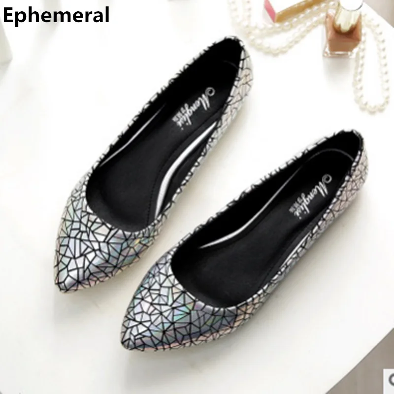 Ladies gold silver flat shoes european and american style max size 43