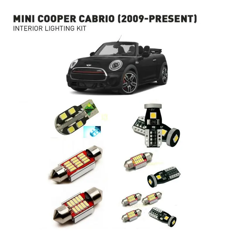 Светодиодные внутренние фары для mini cooper cabrio 2009 + 9 шт. светодиодные автомобилей