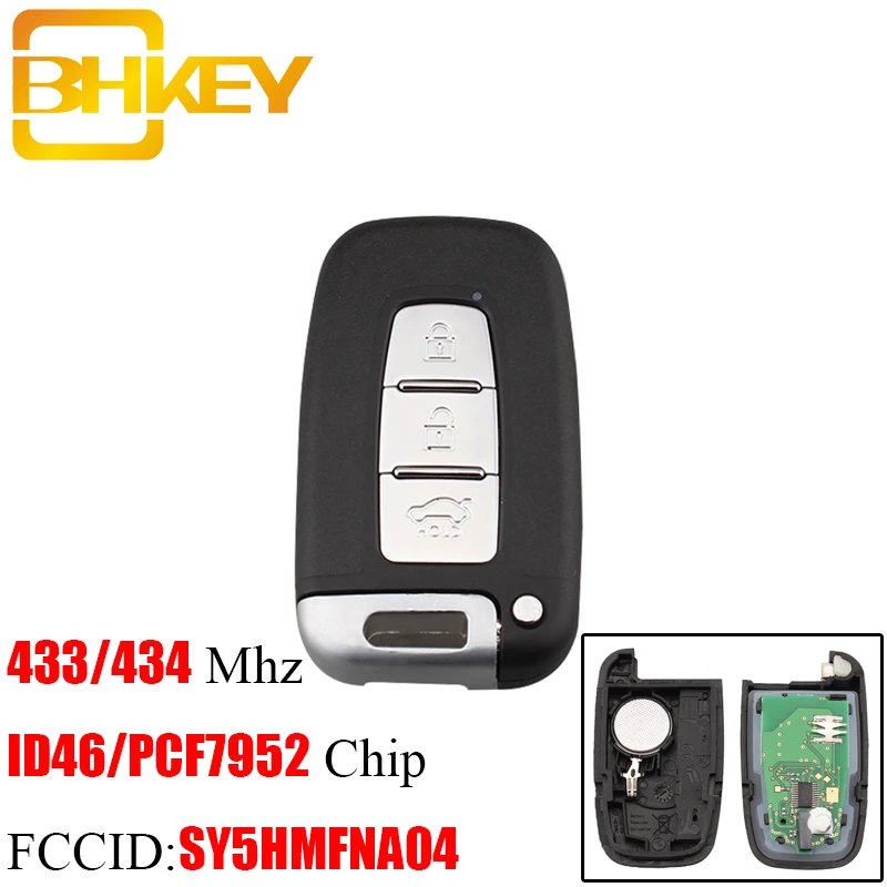 BHKEY замена 3 кнопки дистанционного ключа SY5HMFNA04 433 МГц для HYUNDAI I30 I45 Ix35 Genesis Equus Veloster Tucson Sonata Elantra ключ