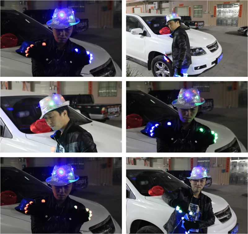 2017 Rushed Limited Led Clothes 10pcs/lot Wholesale Lighting Peoperties Fashion Led Jazz Hat Party Hats Colorful Hip Hop For 13