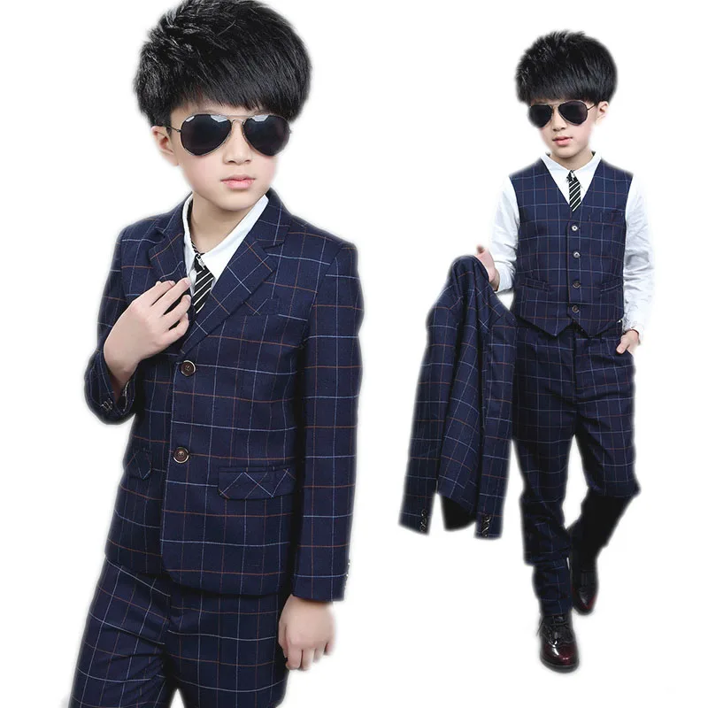 children clotheing big boy clothes sets Boy spring suit plaid blazer
