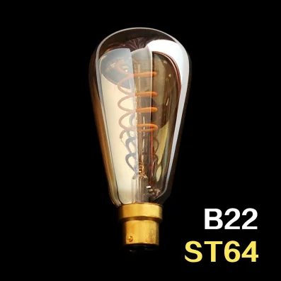 Диммируемый E27/B22 T45 A60 ST64 G95 G125, спиральный светодиодный светильник накаливания, Ретро Винтажные лампы, декоративный светильник ing
