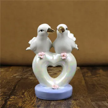 

Porcelain Pigeon Lovers Figurine Decorative Ceramic Couple Bird Miniature Gift Craft Wedding Decor Valentine's Day Accessories
