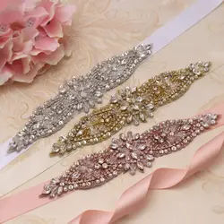Yanstar ремешок для свадебного платья розовое золото кристалл пояс невесты стразы свадебные створки для украшение свадебного платья XY890