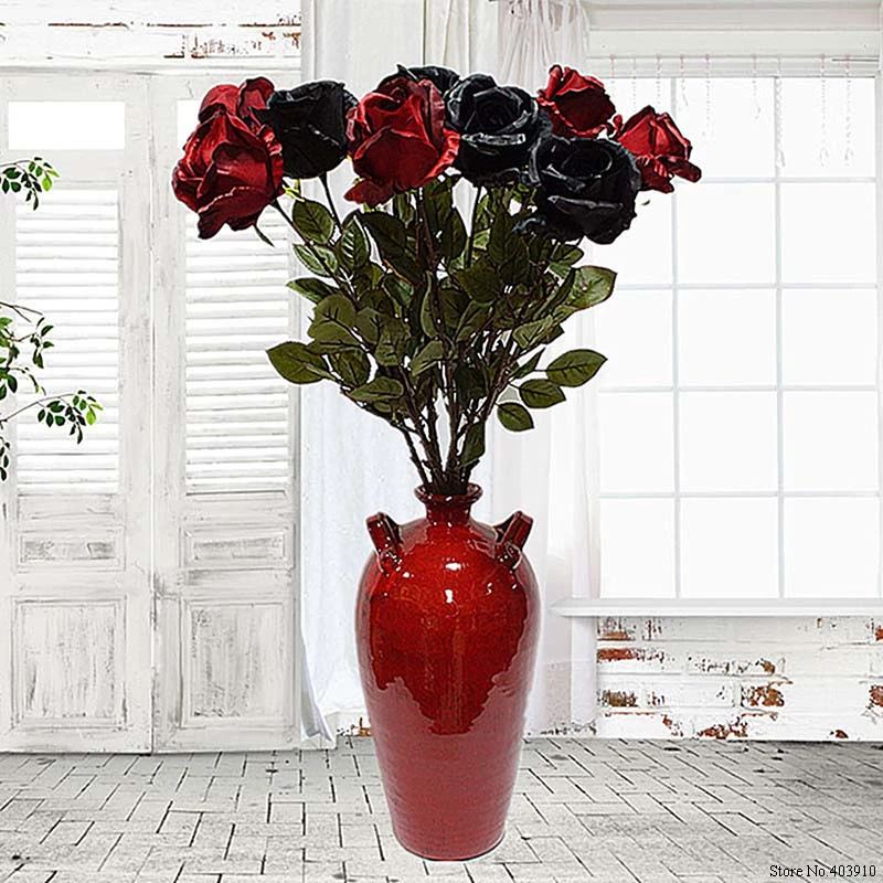 Grote Australië Rose tak kunstbloemen zwarte Zijden nep Bloemen Voor Thuis Hotel decor DIY fall Decoraties|Kunstmatige Gedroogde Bloemen| - AliExpress