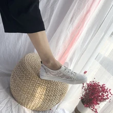 

2018 New Arrival Fashion Summer casual Ladies Shoes cutouts lace canvas hollow breathable platform flat Shoes woman sneaker