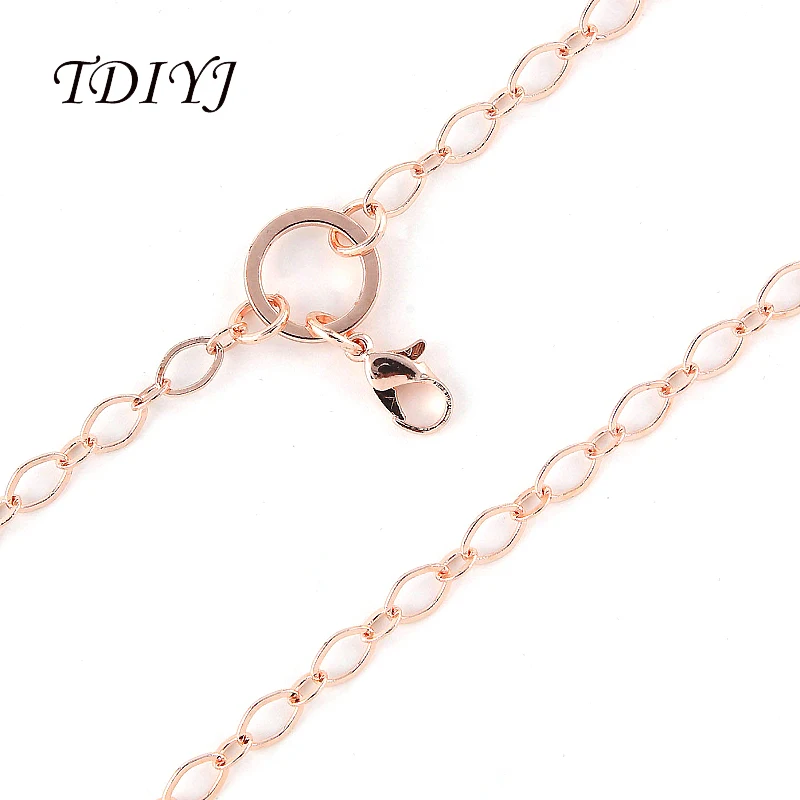 

TDIYJ Deluxe 80cm*6mm Rose Gold O Shape Rolo Chain Necklace for Floating Memory Lanyard Locket Pendants for Women 10pcs/lot