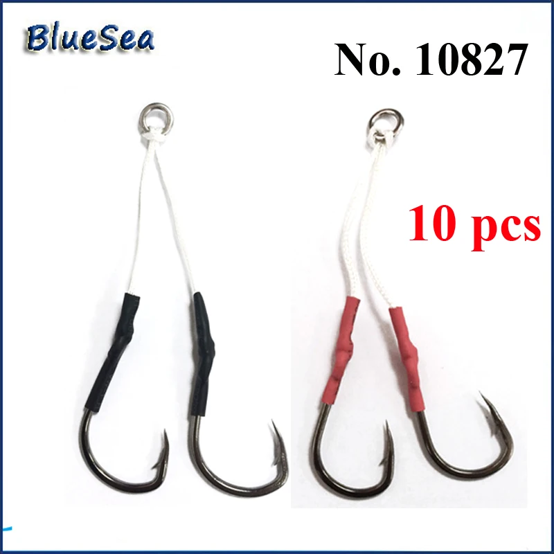 BlueSea 10 шт./упак. 10827 двойные крючки для джиггинга из нержавеющей стали
