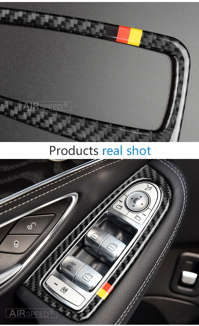 Mercedes Benz W205 C Class C180 C200 C300 GLC Accessories Carbon Fiber Car Interior Window Switch Panel Trim Covers (7)