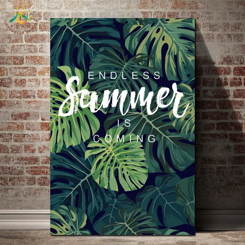 

Nordic Posters And Prints Green Leaves Summer Symbol Scroll Canvas Art Wall Painting Decorative Pictures for Home Decoration