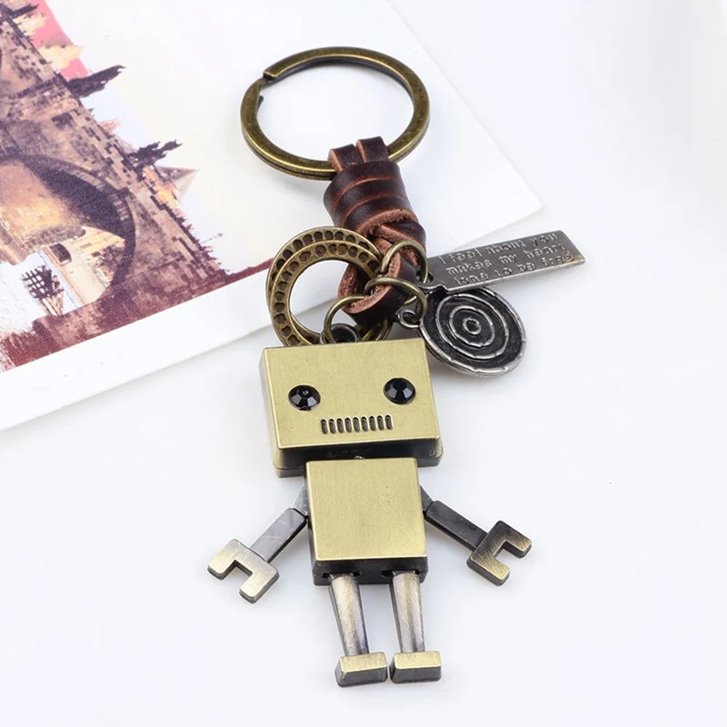 Новые креативные подарки Робот-брелок Подвеска для дамской сумочки Оригинальные кожаные брелки для ключей держатель для ключей аксессуары для ключей для женщин и мужчин