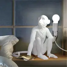Современная Новинка смолы белая обезьяна настольные лампы Ретро E27 led Спальня исследования дети подарок прикроватные office настольные лампы