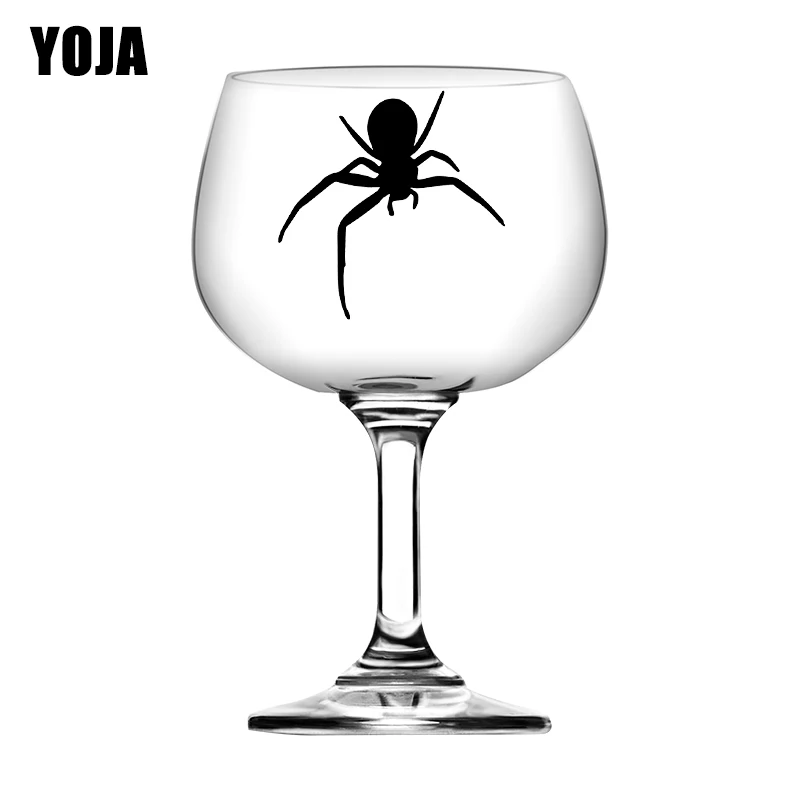 

YOJA 5X5CM 6pcs Spider Funny Animal Wine Glass Sticker Personality Home Bedroom Wall Decal G1-0207