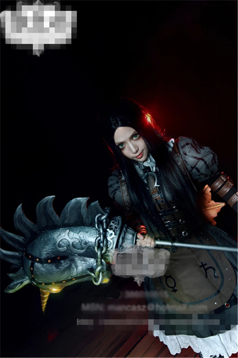 

American hot game Alice Madness Returns Steam dress black clothes Halloween Cosplay Costume dress free shipping C