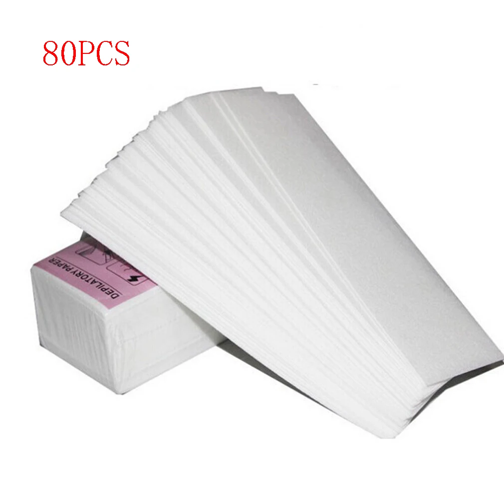 80 unids/lote tiras de cera para la depilación no tejida depiladora de tiras de cera de rollo de papel de cera belleza suave piernas P