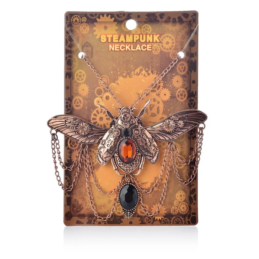 Vintage Beetle Pendant Steampunk Jewelry Necklace