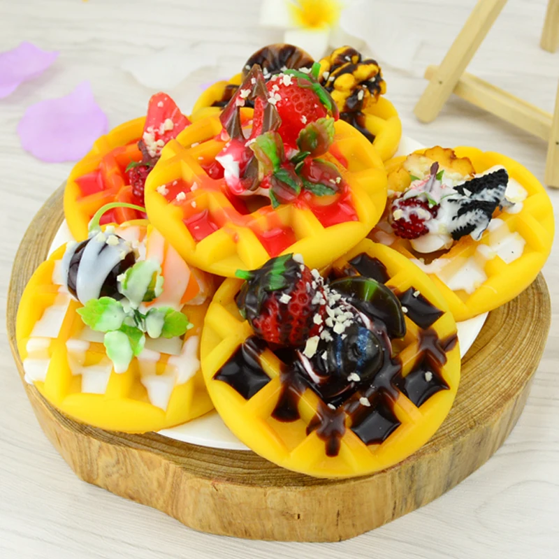 

050 Simulation waffle muffin fruit jam model waffle restaurant set up