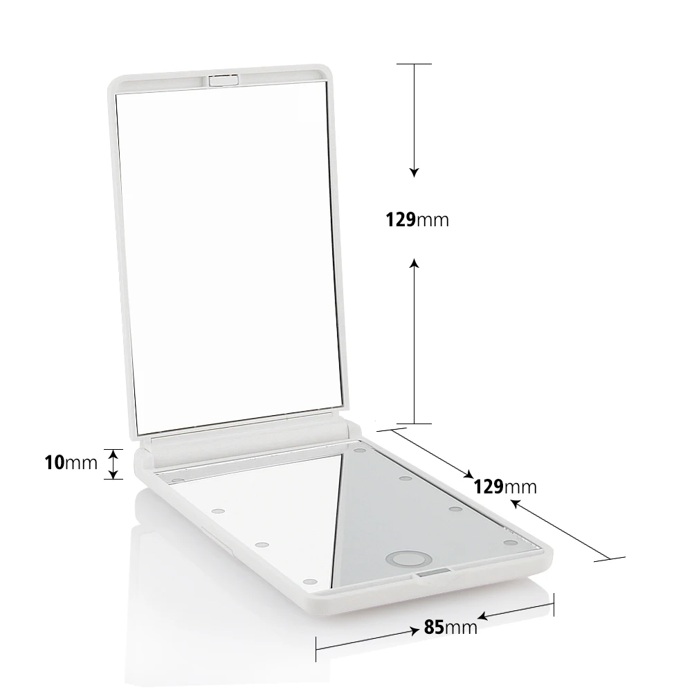 Складная 3X увеличительное карманное зеркало для макияжа с подсветкой 2 стороны 8 светодиодный Сенсорный экран зеркало для путешествий