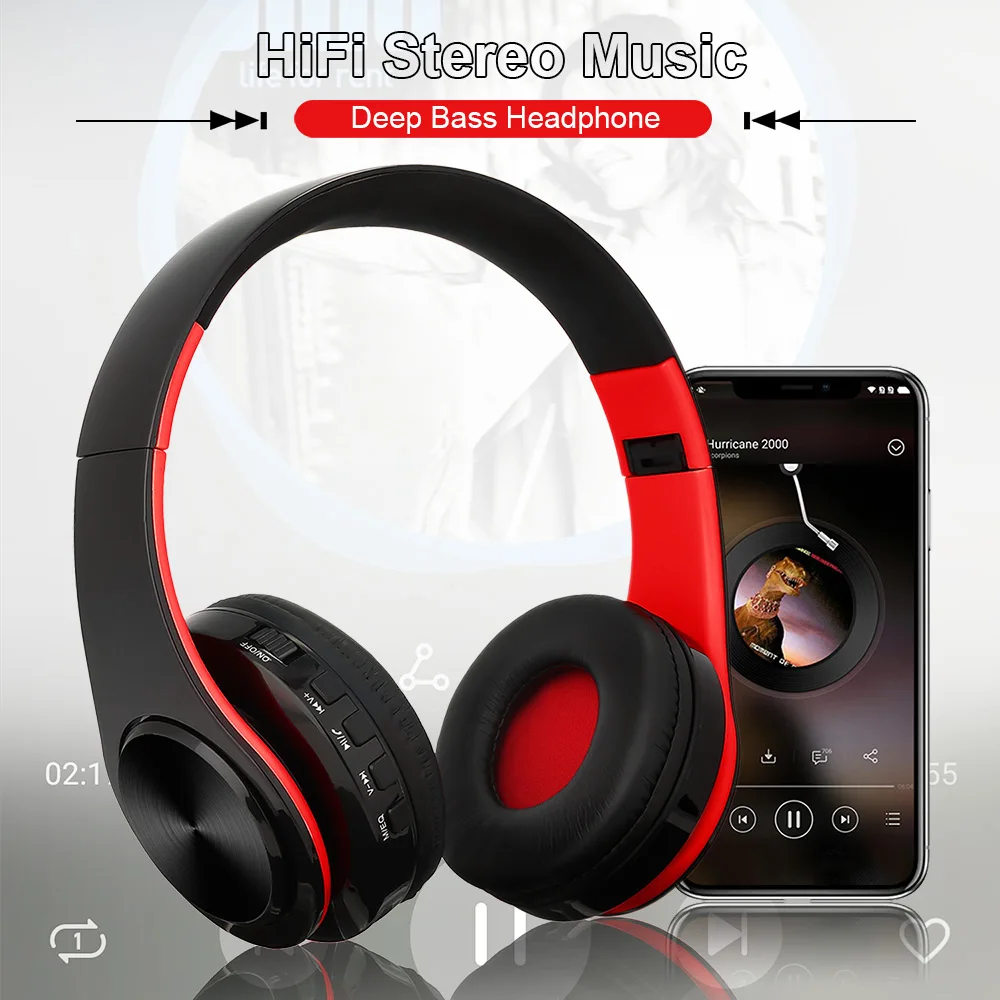 TOMKAS Bluetooth Headphone Wired Wireless Headphones Bluetooth Headset Foldable Stereo Gaming Earphones With Mic Support TF Card